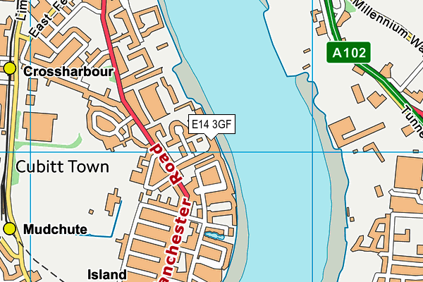 E14 3GF map - OS VectorMap District (Ordnance Survey)