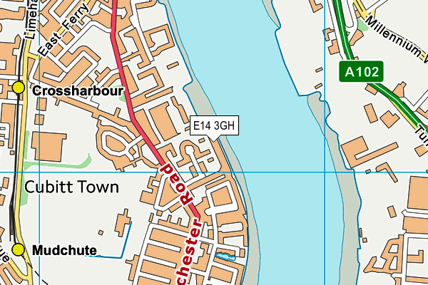 E14 3GH map - OS VectorMap District (Ordnance Survey)