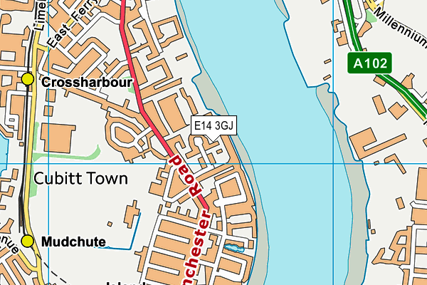 E14 3GJ map - OS VectorMap District (Ordnance Survey)