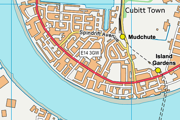 E14 3GW map - OS VectorMap District (Ordnance Survey)