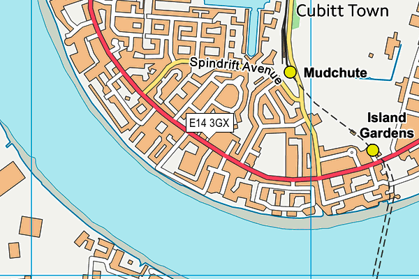 E14 3GX map - OS VectorMap District (Ordnance Survey)