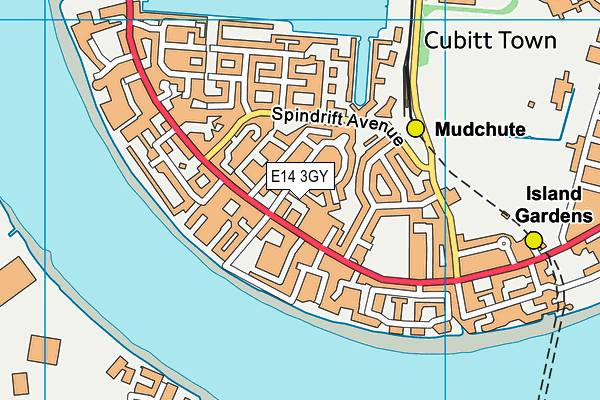 E14 3GY map - OS VectorMap District (Ordnance Survey)