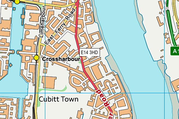 E14 3HD map - OS VectorMap District (Ordnance Survey)