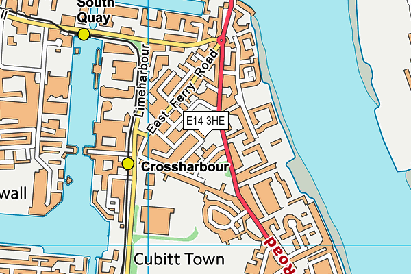 E14 3HE map - OS VectorMap District (Ordnance Survey)