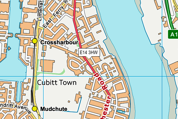 E14 3HW map - OS VectorMap District (Ordnance Survey)