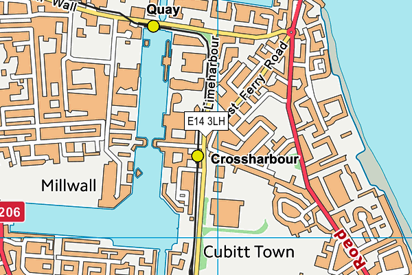 E14 3LH map - OS VectorMap District (Ordnance Survey)