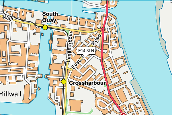 E14 3LN map - OS VectorMap District (Ordnance Survey)
