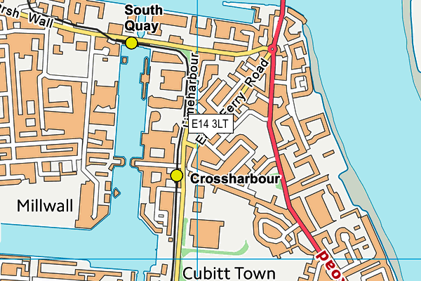 E14 3LT map - OS VectorMap District (Ordnance Survey)