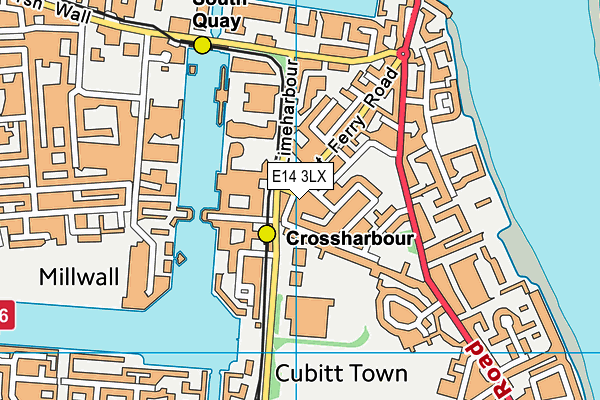 E14 3LX map - OS VectorMap District (Ordnance Survey)