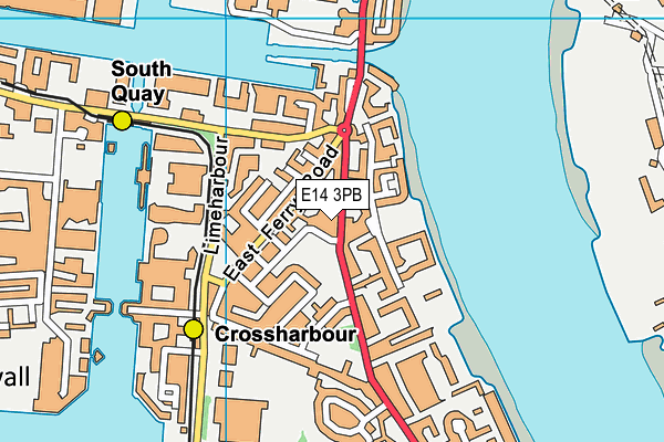 E14 3PB map - OS VectorMap District (Ordnance Survey)