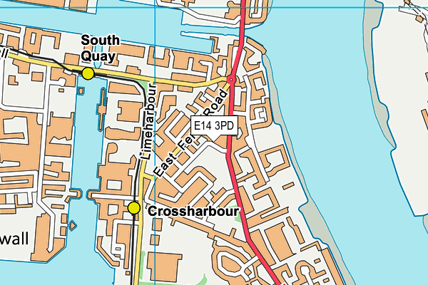 E14 3PD map - OS VectorMap District (Ordnance Survey)