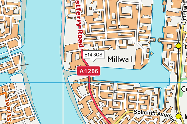 E14 3QS map - OS VectorMap District (Ordnance Survey)