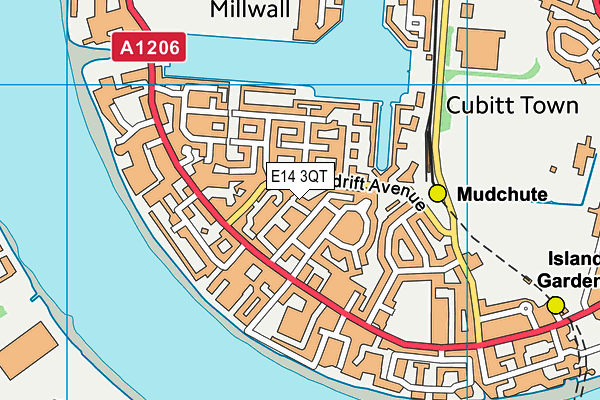 E14 3QT map - OS VectorMap District (Ordnance Survey)