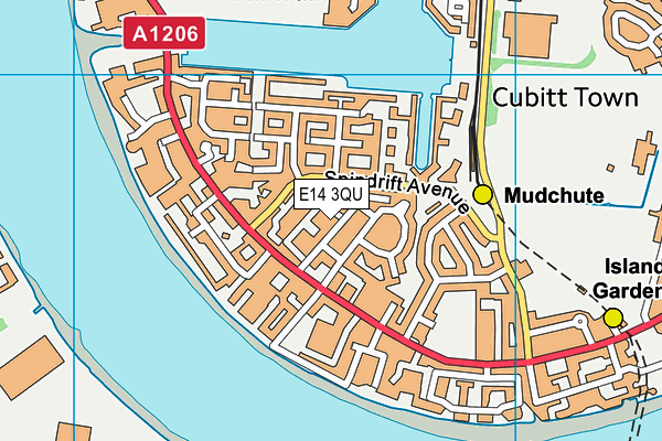 E14 3QU map - OS VectorMap District (Ordnance Survey)