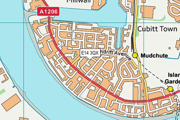 E14 3QX map - OS VectorMap District (Ordnance Survey)