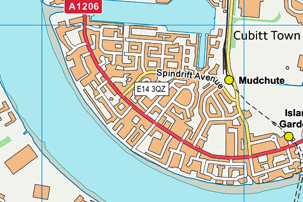 E14 3QZ map - OS VectorMap District (Ordnance Survey)