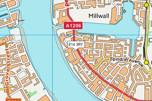 E14 3RY map - OS VectorMap District (Ordnance Survey)