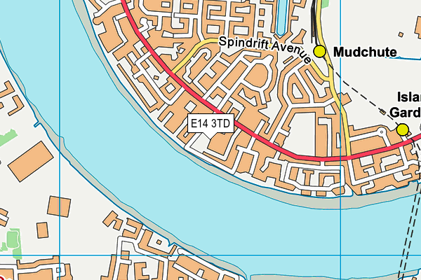 E14 3TD map - OS VectorMap District (Ordnance Survey)