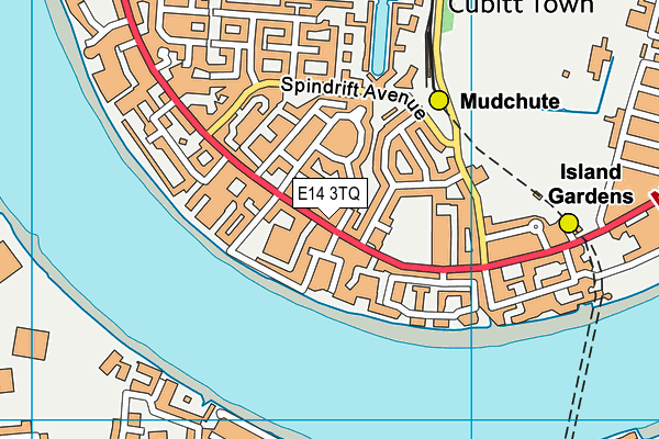 E14 3TQ map - OS VectorMap District (Ordnance Survey)
