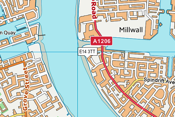 E14 3TT map - OS VectorMap District (Ordnance Survey)