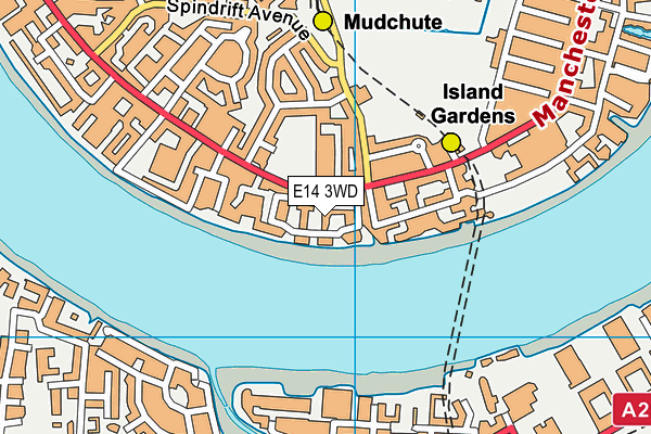 E14 3WD map - OS VectorMap District (Ordnance Survey)