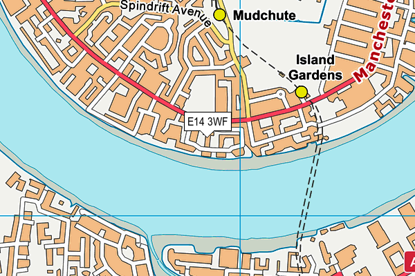 E14 3WF map - OS VectorMap District (Ordnance Survey)