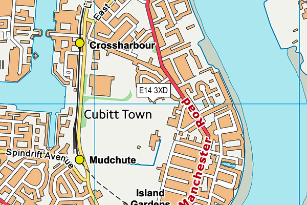 E14 3XD map - OS VectorMap District (Ordnance Survey)