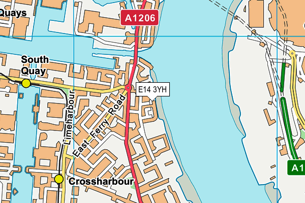 E14 3YH map - OS VectorMap District (Ordnance Survey)