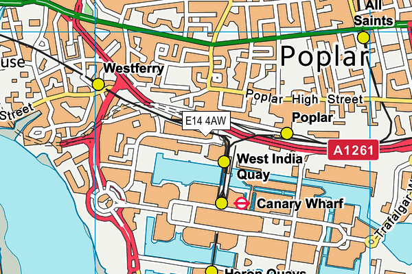 E14 4AW map - OS VectorMap District (Ordnance Survey)