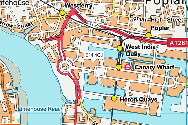 The Canary Wharf Health Club map (E14 4QJ) - OS VectorMap District (Ordnance Survey)
