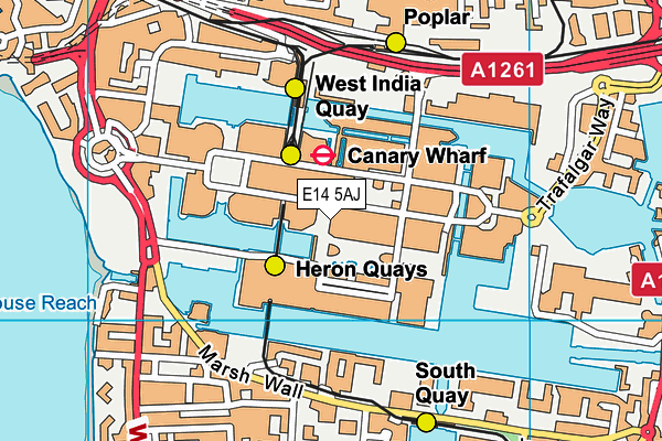 E14 5AJ map - OS VectorMap District (Ordnance Survey)