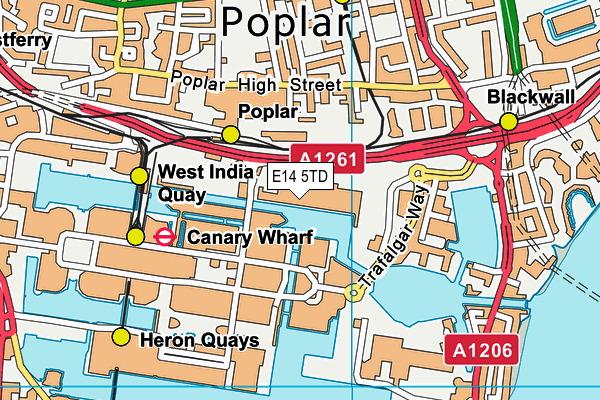 E14 5TD map - OS VectorMap District (Ordnance Survey)