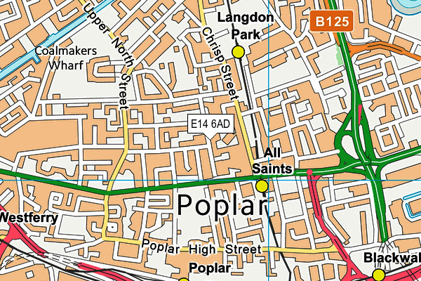 E14 6AD map - OS VectorMap District (Ordnance Survey)