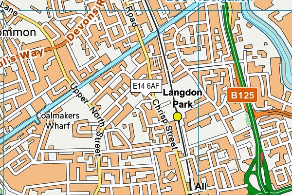 E14 6AF map - OS VectorMap District (Ordnance Survey)