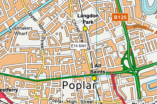 E14 6AH map - OS VectorMap District (Ordnance Survey)