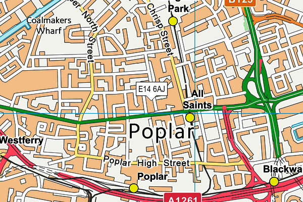 E14 6AJ map - OS VectorMap District (Ordnance Survey)