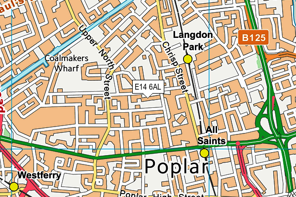 E14 6AL map - OS VectorMap District (Ordnance Survey)