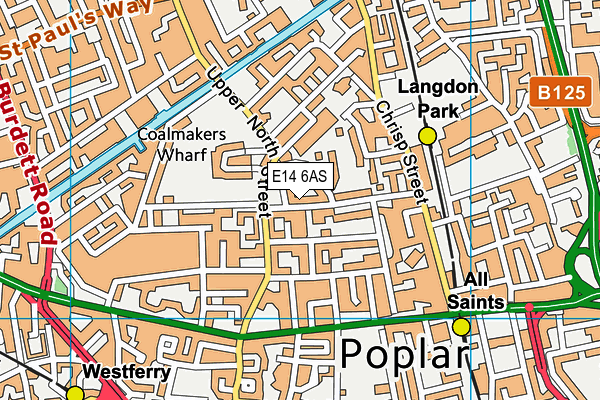 E14 6AS map - OS VectorMap District (Ordnance Survey)