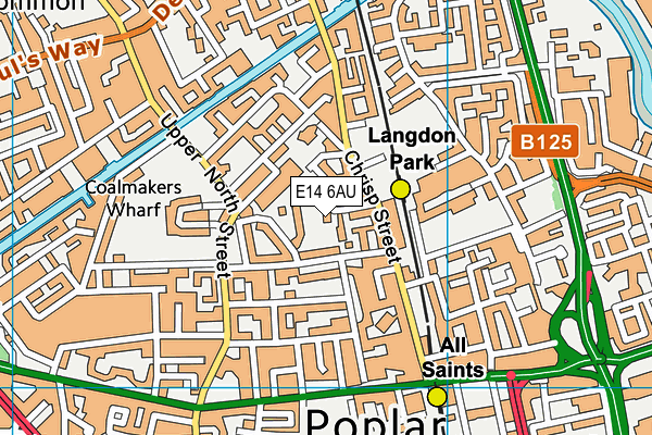 E14 6AU map - OS VectorMap District (Ordnance Survey)