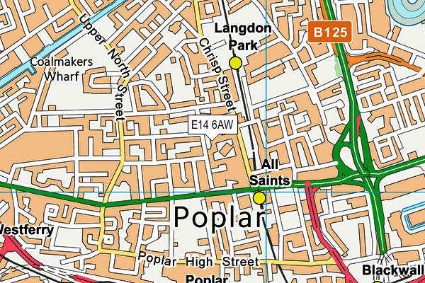 E14 6AW map - OS VectorMap District (Ordnance Survey)