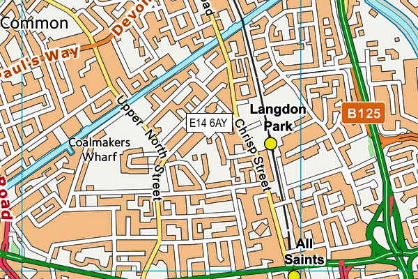 E14 6AY map - OS VectorMap District (Ordnance Survey)