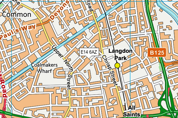 E14 6AZ map - OS VectorMap District (Ordnance Survey)