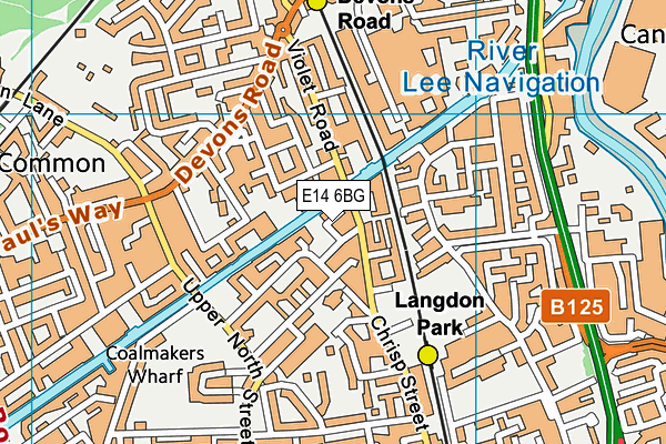 E14 6BG map - OS VectorMap District (Ordnance Survey)