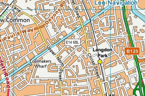 E14 6BL map - OS VectorMap District (Ordnance Survey)