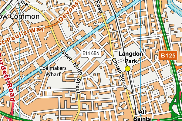 E14 6BN map - OS VectorMap District (Ordnance Survey)