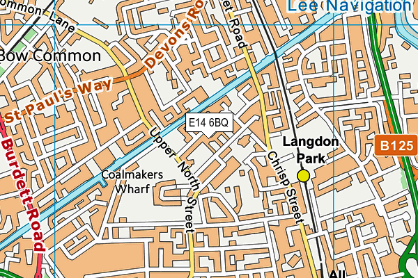 E14 6BQ map - OS VectorMap District (Ordnance Survey)