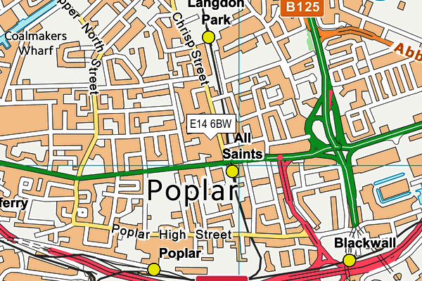 E14 6BW map - OS VectorMap District (Ordnance Survey)