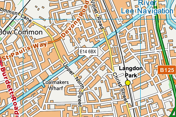 E14 6BX map - OS VectorMap District (Ordnance Survey)