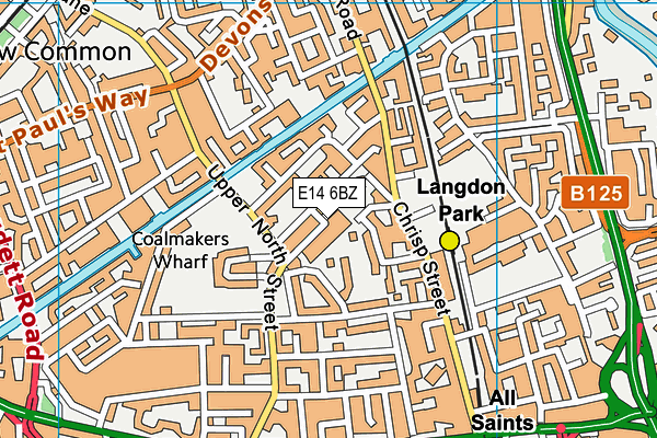 E14 6BZ map - OS VectorMap District (Ordnance Survey)