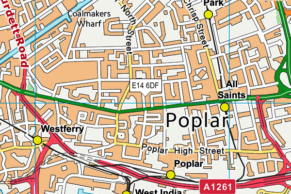 E14 6DF map - OS VectorMap District (Ordnance Survey)